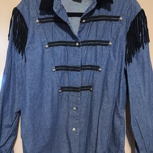 Roper Blue Fringe Denim Shirt